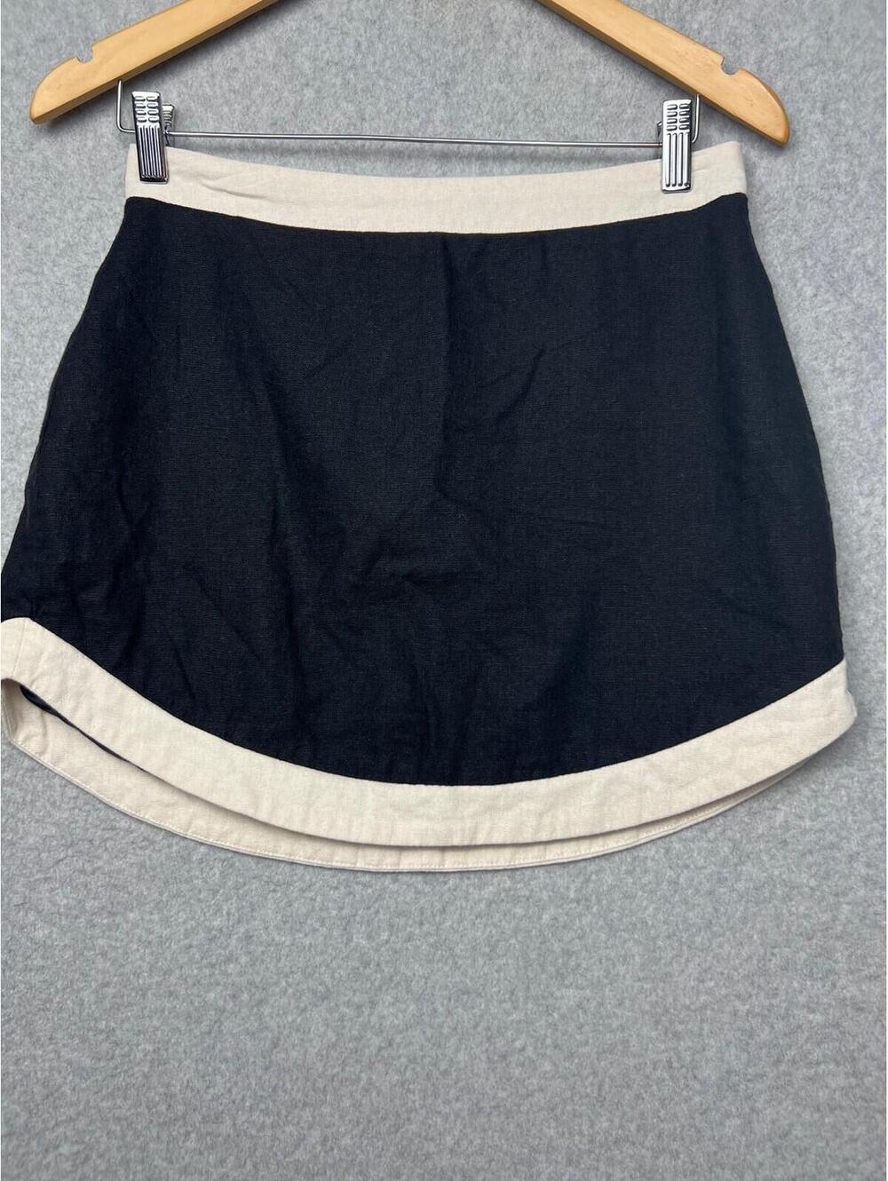 Avec Les Filles Mini Linen Skirt Womens Size M Colorblock Casual Summer Beach *